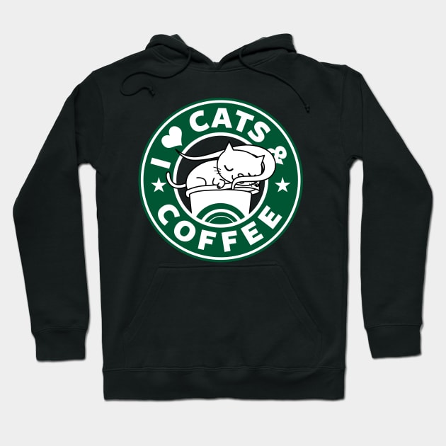 I Love Cats and Coffee Gift For Cats and Coffee Lovers Hoodie by BoggsNicolas